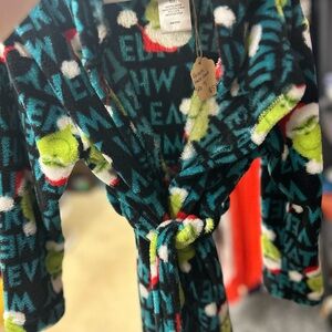 Kids Fleece Robe with Grinch Print